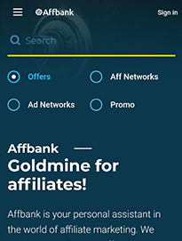 Affbank Affiliate Aggregator with On Mobile with PeerClick Tracker